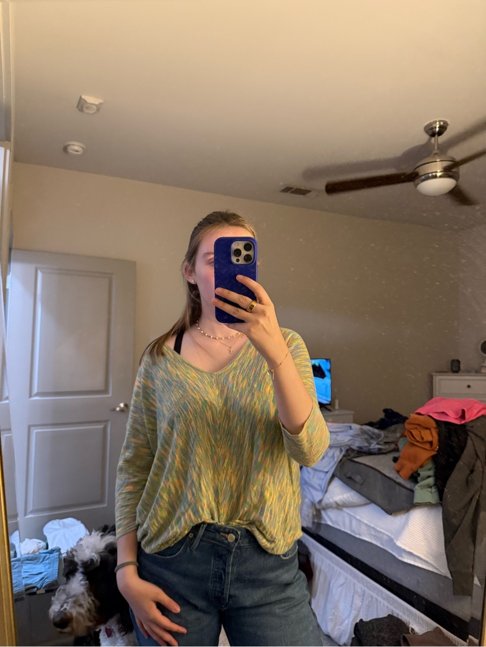 Kerisma Pastel Multicolor V-Neck Dolman Sleeve Top